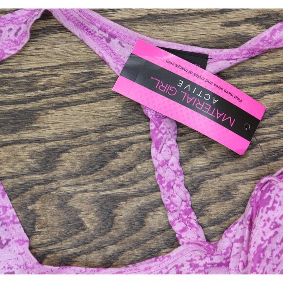 NWT Material Girl Juniors Braided-Back Graphic Tank Top Blooming Lotus Purple XL - Picture 6 of 10